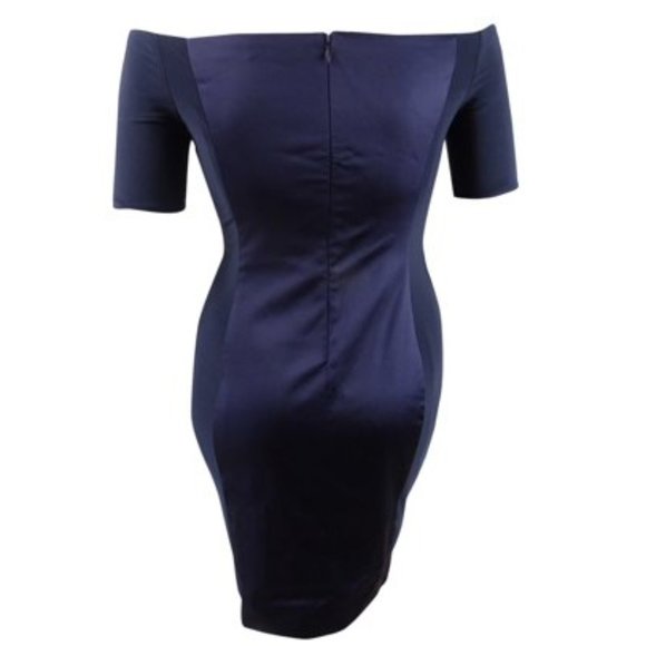 NEW Lauren Ralph Lauren Navy off shoulder satin sheath dress size 6 - Picture 5 of 16
